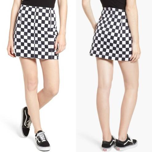 Tinseltown Tinsel Checkered Denim Miniskirt in Black White, Juniors Size M, New w/Tag