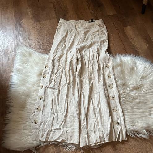 Lulus LULU’S Tropical Resort Beige Wide Leg Side Button Pants