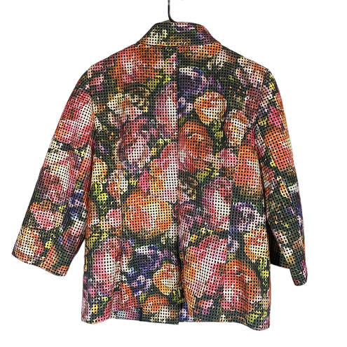 W By Worth Colorful Floral Netted Button Front Jacket Women Sz 12