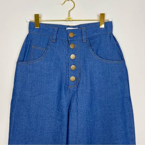 Unique Vintage  Denim Blue Chisholm Culottes Cropped Wide Leg Pants Size XS