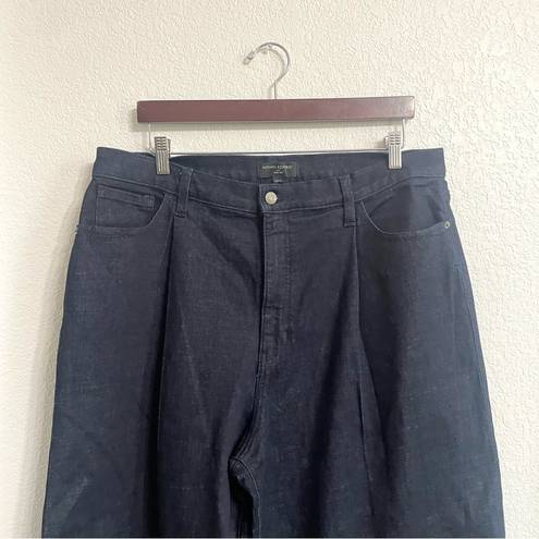 Banana Republic  Womens Jeans Denim Dark Blue Wide Leg Pleated Cotton Bl Size 16