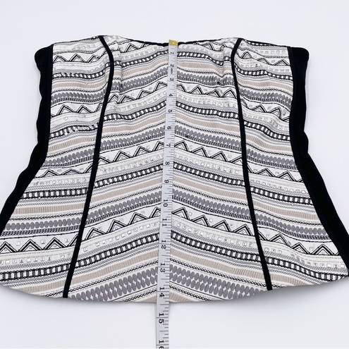 White House | Black Market  Embroidered Stud Ponte Black & White Bustier Corset Top