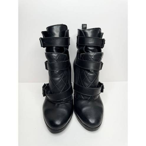 ALLSAINTS  Boots Womens Size 6US 37EUR Leather Quilted Black Heeled Booties