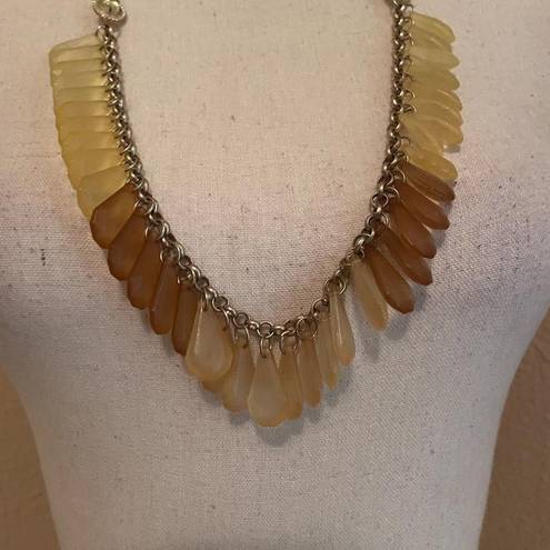 Coldwater Creek Signed  Long Yellow Bead Costume Necklace Adjustable Length