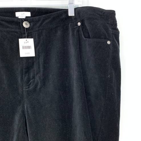 J.Jill  Jeans Women's Size 24W Straight Leg Velour Black Elastic Back NWT