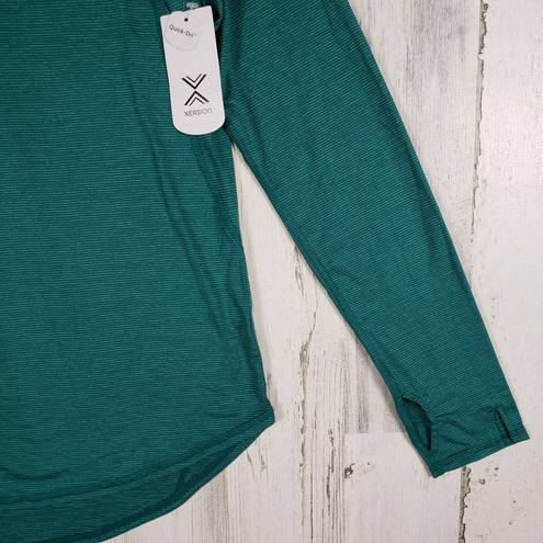 Xersion NWT  Quick Dry Green long Sleeve V-Neck Shirt Women's Size Small