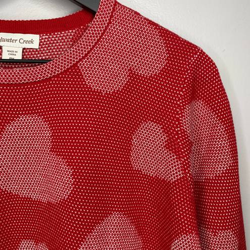 Coldwater Creek Fresh Red Lots of Love Sweater