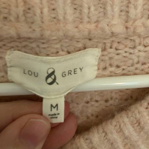 Lou & grey  Waffle Knit Pink Pullover Sweater Size Medium alpaca blend