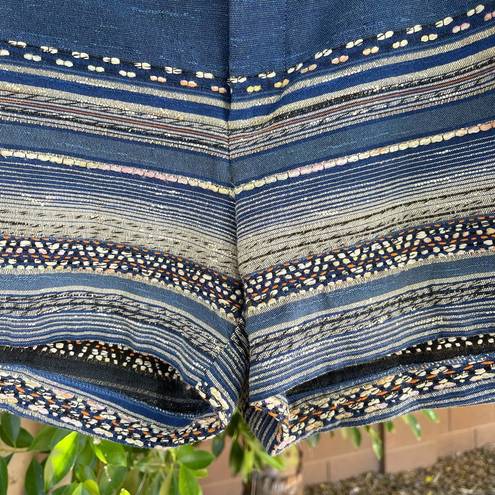 Joie  Shorts Womens 4 Blue Ethnic Knit Boho Retro Summer Coastal Striped Low Rise