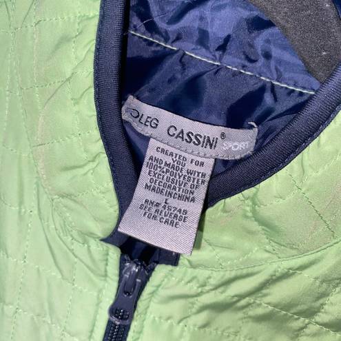 Oleg Cassini  Sport Neon Green Quilted Full Zip Jacket Women's Size Large