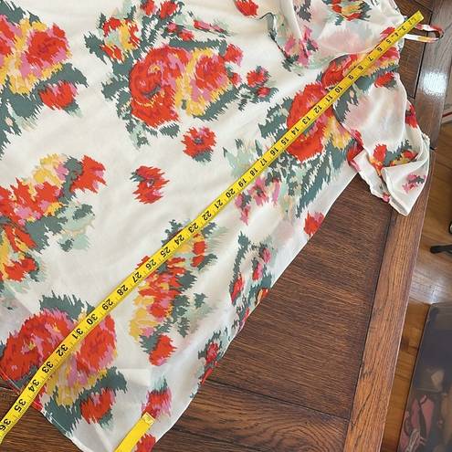 Davi & Dani  Floral Midi Dress Medium Red Orange Yellow Green white Off shoulder