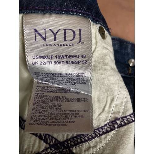 NYDJ NWT  Marilyn Straight Ankle Cuffed Jeans /Gold Appliqué Blue Size 18W