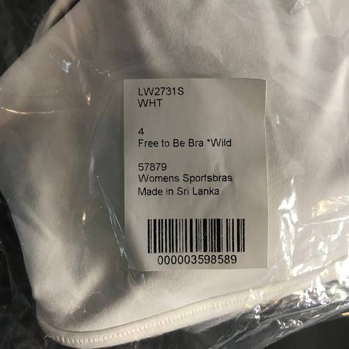 Lululemon NWT  Free to Be Bra *Wild white, lined. Size 4 New in package