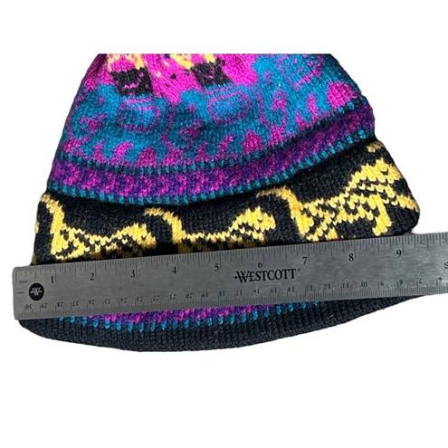 The Mountain Vintage Ladies & Ewe Wool Knit Winter Beanie Hat Tassel Animal Pattern