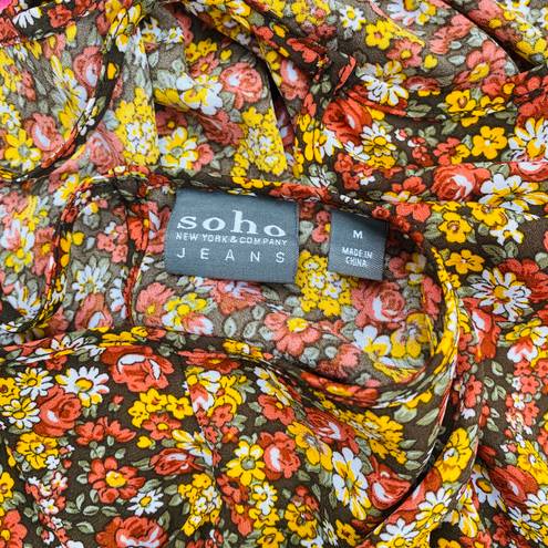 Soho JEANS NY&CO FLORAL SPAGHETTI STRAP WARM TONES TANK TOP