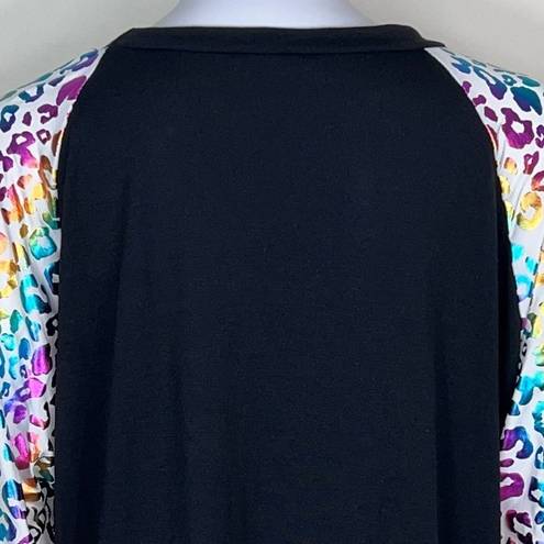 Acting Pro  Rainbow Metallic Leopard Raglan Sleeve Shirt