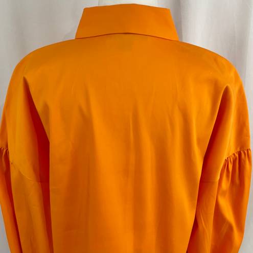 INC New  Flared Cuff Button Down Shirt Relaxed Fit Tangerine Crush Orange