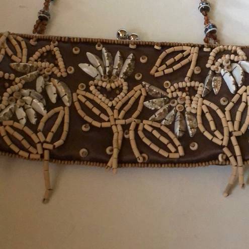 Chateau  Evening Bag with Shells & Wooden Beads