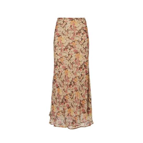 Polo  by Ralph Lauren Brown Floral Print Chiffon Midi Skirt Size 4