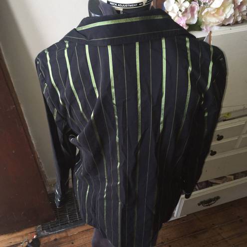 Lane Bryant  black & green stripe button down top, 14/16