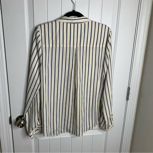 L'Academie L’Academie Revolve striped lace up long sleeves white blouse size medium