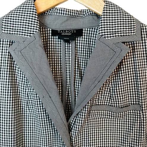 Talbots  Gingham Lightweight Cotton Blazer Black White Size 6