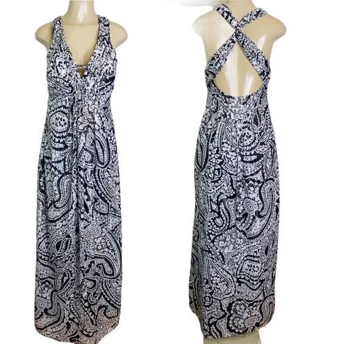 Oleg Cassini  Black Paisley Printed Long Dress