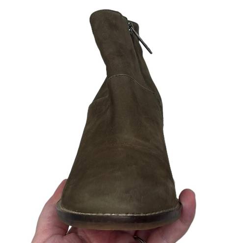 Blondo Nelli Waterproof Ankle Bootie Nutbuck Leather Olive Green Size 6.5