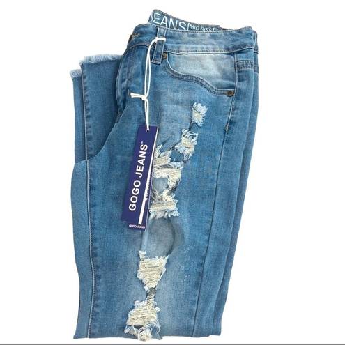 Gogo Jeans  - Mid Rise Distressed Ankle Jeans