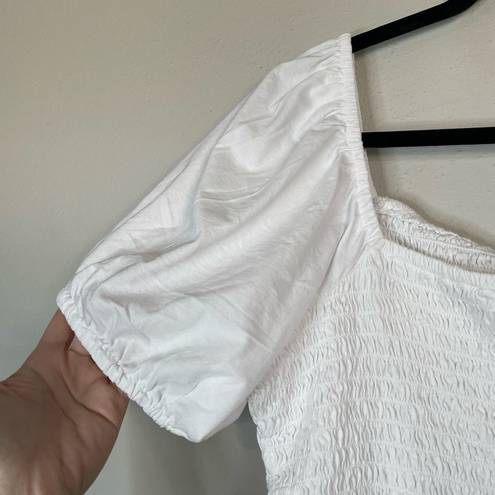 J.Crew  Smocked broken-in jersey cropped top white