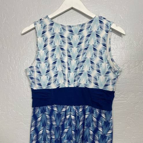 Patagonia Women M Blue White Margot Dress Sleeveless Organic Cotton V Neck