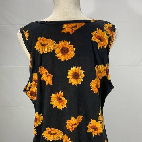 LuLaRoe Black Yellow Sunflower Print Tank Top Size 3XL