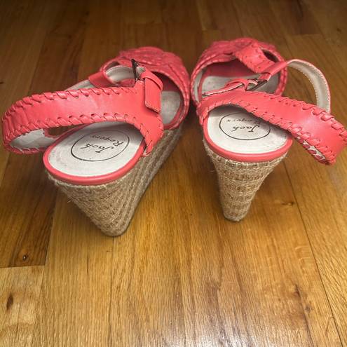 Jack Rogers  Medallion T-Strap Wedge in Coral size 10