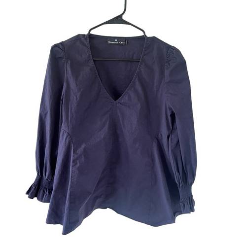 Tuckernuck  Pomander Place Navy Easton Blouse