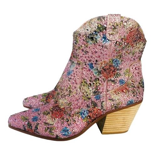 Betsey Johnson  Diva Embellished Western Ankle Boots Size 9 NEW