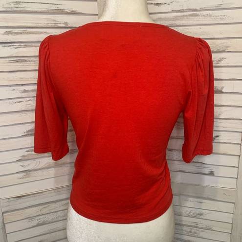 Hiatus  V-Neck Short Sleeve Crop Top Red NWT L