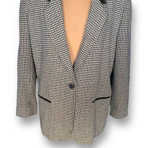 Houndstooth Vintage Casablanca Blazer Jacket Oversized Black  Velvet Collar Wool