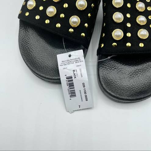 Mixit  Womens Embellished Pearl Style Pool Slide Shoes Sz 7