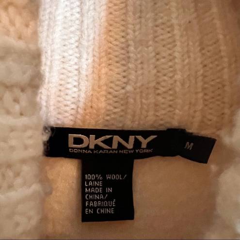 DKNY  100% Wool Cowl Neck Cardigan, Size Medium.