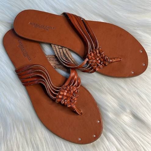 American Eagle  Brown Woven Thong Sandals