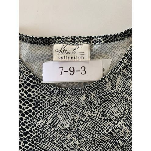 Kathie Lee Collection  Shirt Women X-Large Black Cream Printed Short Sleeve Poly