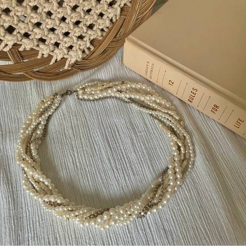 American Vintage Vintage “Hettienne” Mixed Pearls Multi Strand Necklace 18” Freshwater Gold Silver