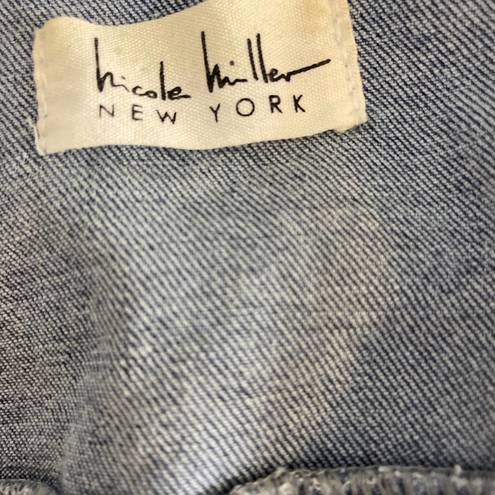 Nicole Miller  New York Denim Jean Jacket SMALL Blue MEd Wash Button Front Cotton