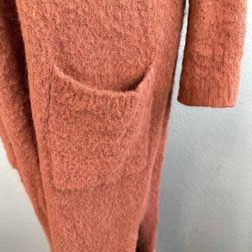 Jessica Simpson  Womens Duster Sweater M Medium Fuzzy Terracotta Brown Pockets