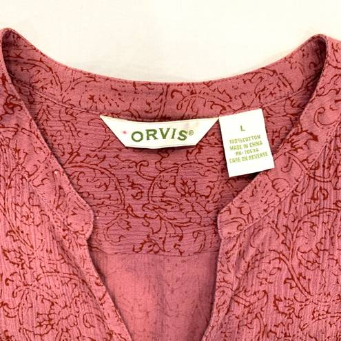 Orvis Pink Floral Button Blouse Shirt Size Large