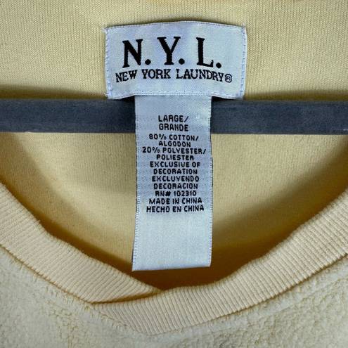 New York Laundry Vintage N. Y. L.  Pale Yellow V-Neck Pullover Fleece Size L