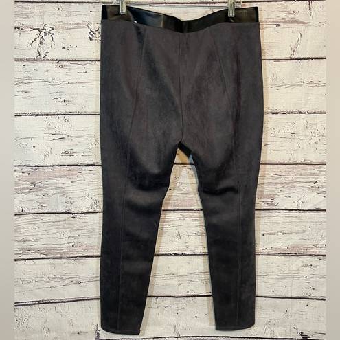 White House | Black Market  Leggings Faux Suede w Faux Leather Trim Gray/Black-14