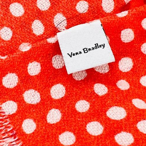 Vera Bradley  100% Acrylic Reversible‎ Scarf Coral Meadow Polka Dot 20"X72"