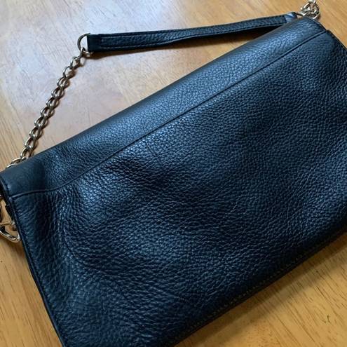 DKNY   authentic black leather chain clutch purse bag, Medium.