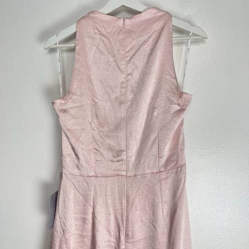 Elliatt  Alaia Asymmetric Satin Cocktail Dress in Blush Size Medium